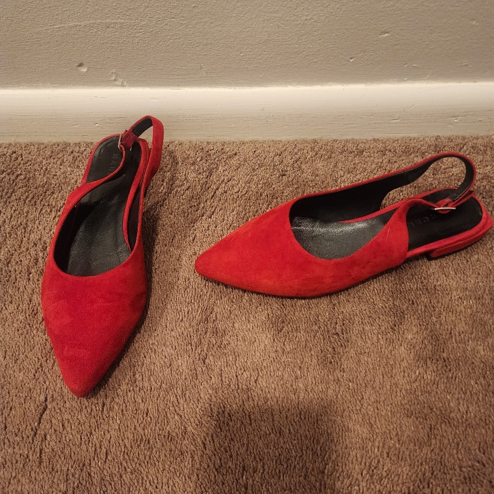Marcella NYC Jeanne Flats, Red Suede, Sz 38 (European Size)